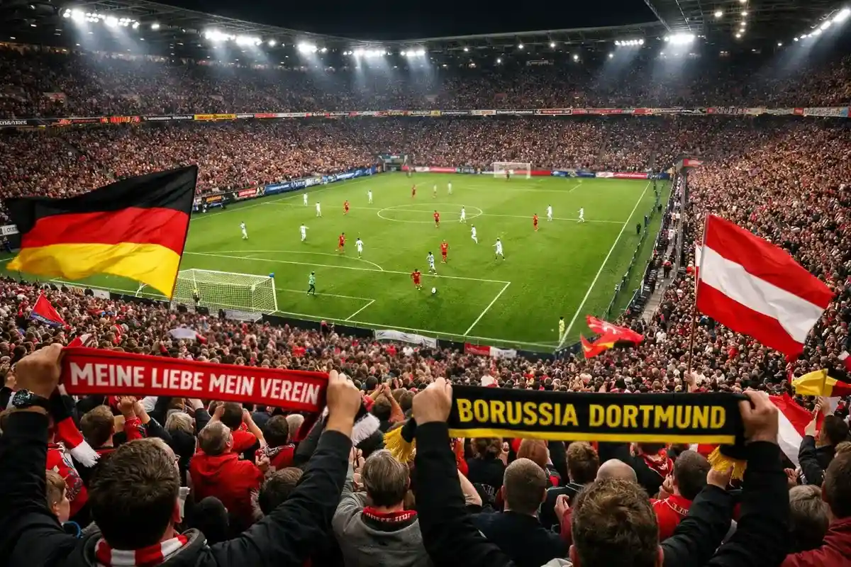 Volles Bundesliga-Stadion mit begeisterten Fans